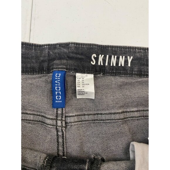 H&M Divided Skinny Jeans Mens 36 Gray Washed Biker Moto Ribbed Stretch Denim - Picture 11 of 13